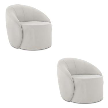 Imagem de Poltrona Decorativa Orgânica Giratória Kit 2 Lua Veludo Cinza D03 - D'rossi
