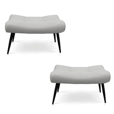 Imagem de Kit 02 Puffs Sher Suede Cinza Pés Palito de Ferro - D'Rossi