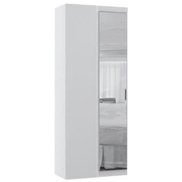 Imagem de Guarda Roupa De Canto Reto Modulado 90cm 1 Porta Alpes Luciane Móveis Branco Pf Com Rosa Pf