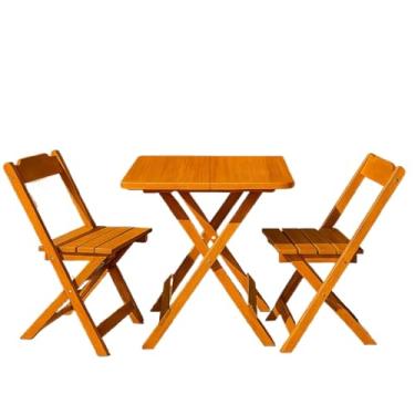 Imagem de Jogo De Mesa Dobrável 70x70 C/ 2 Cadeiras Madeira Maciça(Mel)