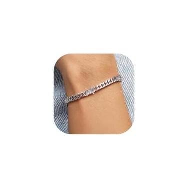 Imagem de ChainsHouse Pulseira de arame farpado, pulseira de corrente de elos cubanos para homens, corrente de mão gótica punk espinhos de aço inoxidável, joias hip hop, 7 mm/9 mm de largura, 17,8 cm a 21 cm de