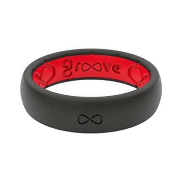 Imagem de Anel de silicone fino sólido da Groove Life – Anéis de casamento de borracha respirável para mulheres, cobertura vitalícia, design exclusivo, anel de ajuste confortável, 10, Silicone, Sem pedras preciosas,