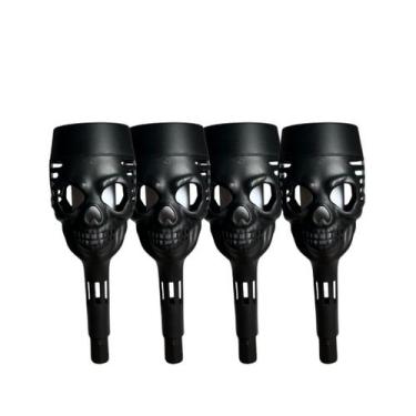 Imagem de Kit 4-12 Balizador Solar Caveira Halloween Granfei 39cm Decoração Jard