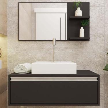 Imagem de Gabinete P/ Banheiro C/Cuba + Espelho Real 80 Preto S/C - GABINETTO, P