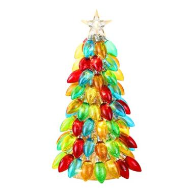 Imagem de Mr. Christmas Árvore de lâmpada retrô C9 de 45,7 cm, multicolorida com luzes de LED e estrela, decoração de Natal vintage iluminada com temporizador