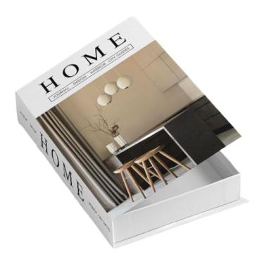 Imagem de Caixa de armazenamento de livros falsos para decoração de casa e escritório com compartimento oculto, comporta artigos de papelaria e itens pequenos, 26 x 17 x 4 cm, preta