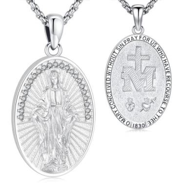 Imagem de Colar: Medalha Milagrosa da Virgem Eusense, Prata 925