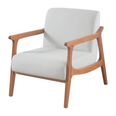 Imagem de Poltrona Hortência Em Linho Com Base De Madeira Cor Cru 2370