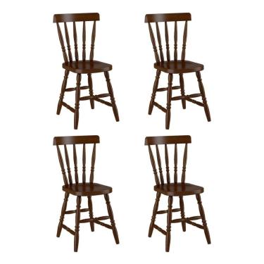 Imagem de Conjunto Com 4 Cadeiras De Jantar Madeira Maciça Multimóveis Cr50087 Castanho Castanho