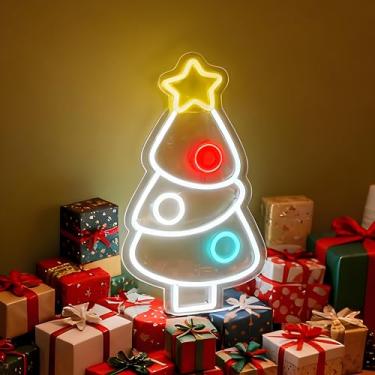 Imagem de Neonawall Christmas Tree Neon Sign for Wall Decor Light Up Letters Business Led Sign Christmas Party Gifts Led Decorative Night Signs Room Decorations Supplies Xmas Party Signs for Home Bedroom Dorm