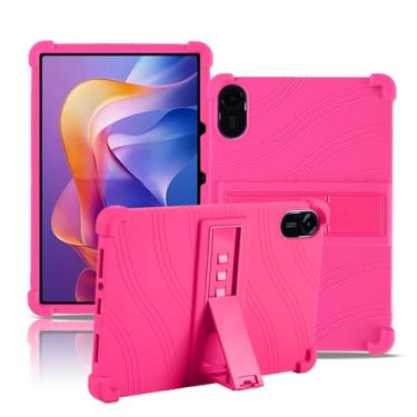 Imagem de Capa para tablet Xiaomi Redmi Pad 2 de 11 polegadas, capa protetora NOUKAJU Tablet, suporte ajustável, silicone macio, capa de proteção de silicone para Redmi Pad 2 (vermelho-rosa)