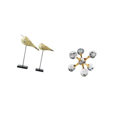 Imagem de Fenteer Esculturas Decorativas Modernas de Pássaros em Madeira, em Formato de Esfera, para Mesa, Quarto, Escritório, Prateleira, Sala de Estar E Decoração de