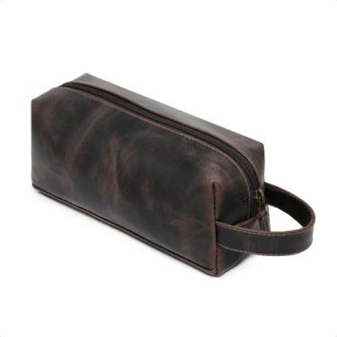 Imagem de Necessaire de Couro Legítimo Masculina e Feminina, Bolsa de Viagem Org