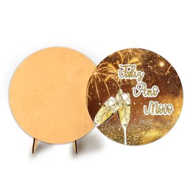 Imagem de Painel Redondo C Elastico 50cm Ano Novo + Suporte MDF (ANV060)