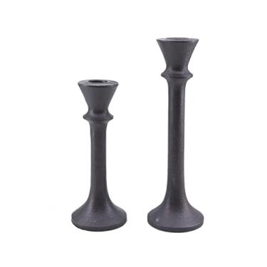 Imagem de GiveU Castiçal decorativo rústico, pacote com 2 castiçais para mesa de centro, 18 x 23 cm, marrom