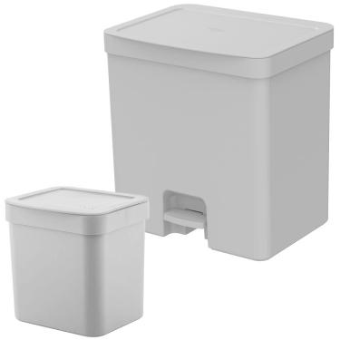 Imagem de Lixeiras Banheiro E Cozinha Trium Cinza 20L E 2,5L 2 Peças