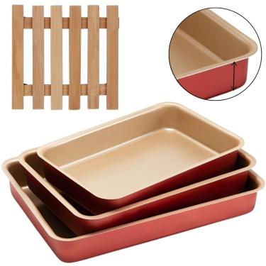 Imagem de Jogo Forma Alta 03 Peças Antiaderentes + Descanso Panela