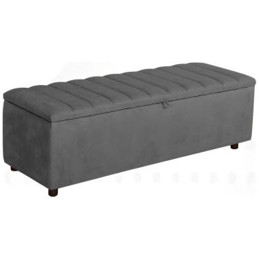 Imagem de Baú Recamier Paris Veludo Chumbo 160 Cm