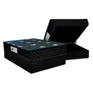 Imagem de Cama Box Baú Casal: Colchão Ortopédico Paropas Ag65 Sofistic Gray + Base Crc Suede Black (138x188)