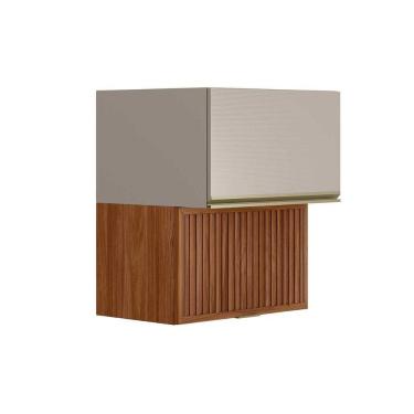 Imagem de Armário Aéreo P- Cozinha Proença C- 2 Portas Basculante (1 Ripada) 60cm Nogueira Touch-nude Prime - Demóbile