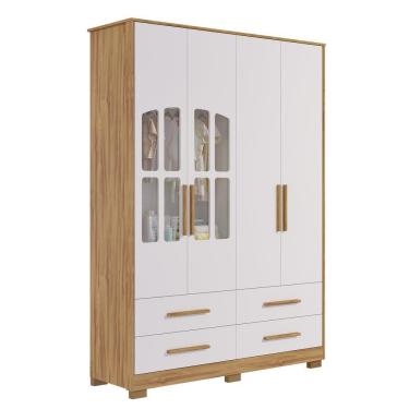 Imagem de Armário Infantil 4 Portas Charlô - Móveis Peroba Amendoa-branco