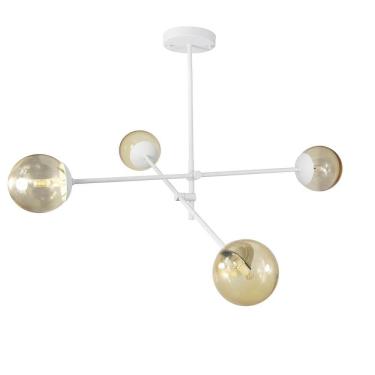 Imagem de Lustre Lirio Com 4 Globos Esfera De Vidro âmbar - Branco