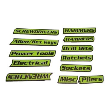 Imagem de Generic Conjunto de 12 Etiquetas Multifuncionais para Caixa de Ferramentas - Acessórios Reutilizáveis ​​para Organização de Ferramentas em Carrinhos, Armários, Verde