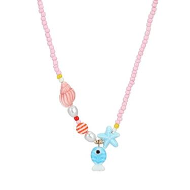 Imagem de Colar de estrela do mar, boêmio, praia, havaiano, colorido, verão, praia, costa, gargantilha para mulheres e homens, 29.5in, cerâmica, Sem Pedra Preciosa