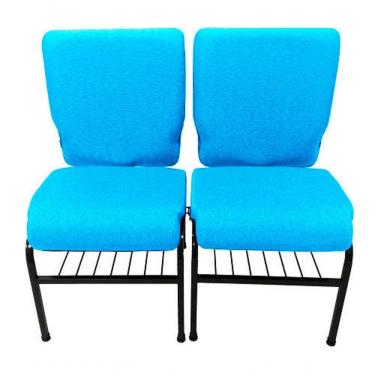 Imagem de 02 Cadeiras Para Igrejas C/ Porta Biblía E Porta Cálice Azul