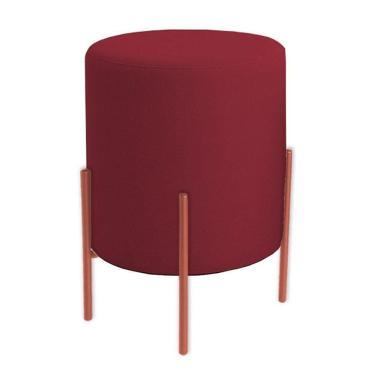 Imagem de Puff Orgânico Boucle Thor Com Pés De Ferro Rosê - 7 Decor Bordo