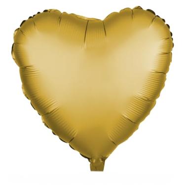 Imagem de BALAO CROMADO CORACAO C/CANUDO DOURADO 18"