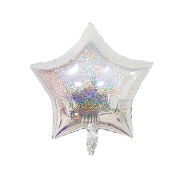 Imagem de BALAO HOLOGRAFICO ESTRELA C/CANUDO PRATEADO 5" C/ 6 UNIDADES