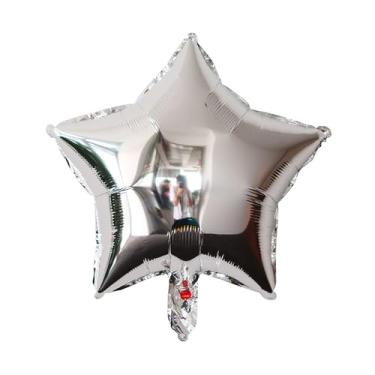 Imagem de BALAO METALIZADO ESTRELA C/CANUDO PRATEADA 10" C/ 6 UNIDADES