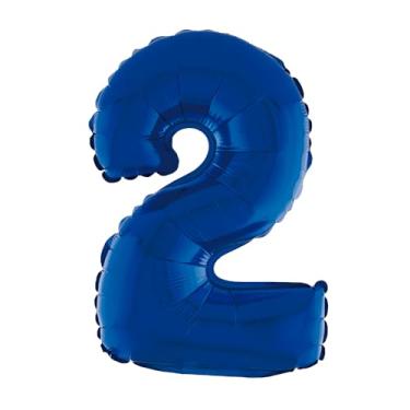 Imagem de BALAO METALIZADO C/CANUDO 16" AZUL NUMERO 2