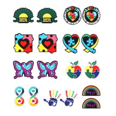 Imagem de 18 peças de contas focais de autismo, pingentes de silicone para autismo, 9 estilos, contas focais multicoloridas, chaveiro fofo de silicone para canetas, joias, colar, pulseira, artesanato, presentes