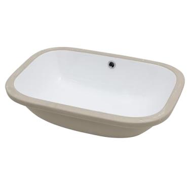 Imagem de Pia de banheiro retangular Donesdey de 63 cm Procelain branca, 55 x 38 cm, cerâmica, moderna, redonda, canto, submontado, para banheiro, lavatório clássico, branco, porcelana, arte de cerâmica, fluxo