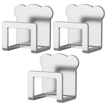 Imagem de Organizador de pia de cozinha de aço inoxidável de 3 peças com suporte de esponja adesiva, gancho de armazenamento montado na parede para pano de prato e acessórios, instalação sem broca