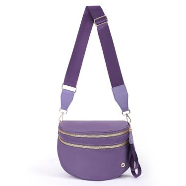 Imagem de Bolsa transversal espaçosa de nylon, cor pura, bolsa tiracolo para mulheres, carteiras, bolsas espaçosas, Roxo puro