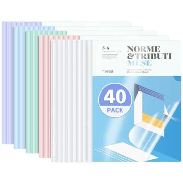 Imagem de WORPSON Pacote com 40, capas de relatório transparentes com barra deslizante, capacidade para 50 folhas – Pastas de apresentação para letras e folhas A4, fichários de currículo e documentos para