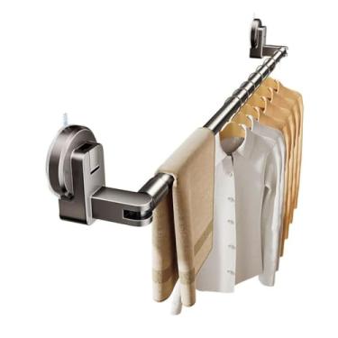 Imagem de Hhsdyl Essencial para Secagem de Roupa Interior/Exterior, Barra Extensível para Secagem de Roupa com Ventosa Sem Furos para Secagem ao Ar,Gray,85.5~154cm