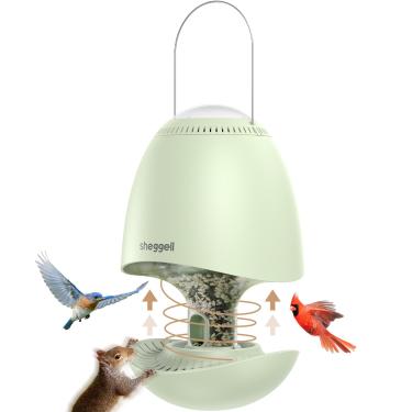 Imagem de Alimentador de pássaros inteligente à prova de esquilos giratório para pendurar ao ar livre, alimentador inteligente de pássaros selvagens, secador automático de sementes, presente de observação de
