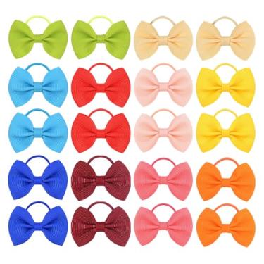 Imagem de Laços de cabelo com laços, 20 peças de prendedores de rabo de cavalo pequenos elásticos elásticos elásticos de 5 cm para jovens