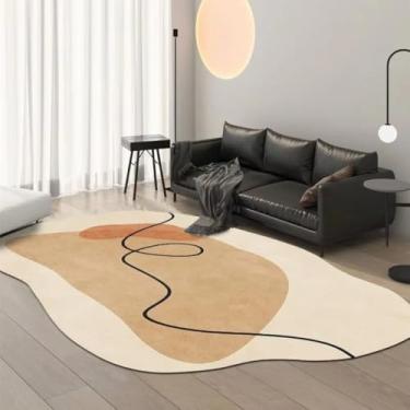 Imagem de Tapete estilo creme para decoração de sala de estar, tapete oval para sofá, cabeceira, chão, resistente ao desgaste (200 x 300 cm)/13)