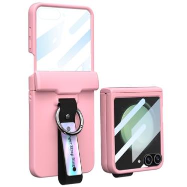 Imagem de MistWorld Capa para Samsung Galaxy Z Flip 6 com proteção de dobradiça, anel e alça de mão e protetor de tela frontal de janela grande, capa ultrafina à prova de quedas. (rosa, z flip6)