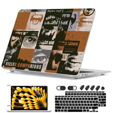 Imagem de Seanai Compatível com MacBook Air 13 polegadas 2022 2021 2020 2019 2018 versão A2337 M1 A2179 A1932 Touch ID, capa rígida de plástico com padrão transparente, película para teclado, jornal sem costura