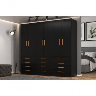 Imagem de Guarda Roupas New Mônaco 6 Portas E 12 Gavetas - Black Black