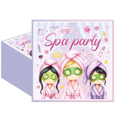 Imagem de VorkiVecKi Guardanapos de spa decorações de festa - 50 peças de papel de festa do pijama conjunto de guardanapos decorativos descartáveis, pijama rosa pijama aniversário convidada jantar coquetel
