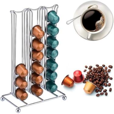 Imagem de Porta Cápsulas de Café em Aço Inox 42 Unidades – Organizador Compacto para Cozinha | Suporte Moderno para Estação de Café