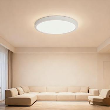 Imagem de Luz de teto LED de 17 cm, lâmpada branca redonda ultrafina de 24W 3000-5000K com 3 temperaturas de cor, lâmpada de teto de 2400LM para quarto, varanda, cozinha, sala de estar, corredor