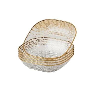 Imagem de prato de lanche Conjunto de 5 tigelas para mergulhar, prato salada frutas, borda empilhável, sala estar, decoração casa, utensílios mesa tigela de sopa(Transparent)